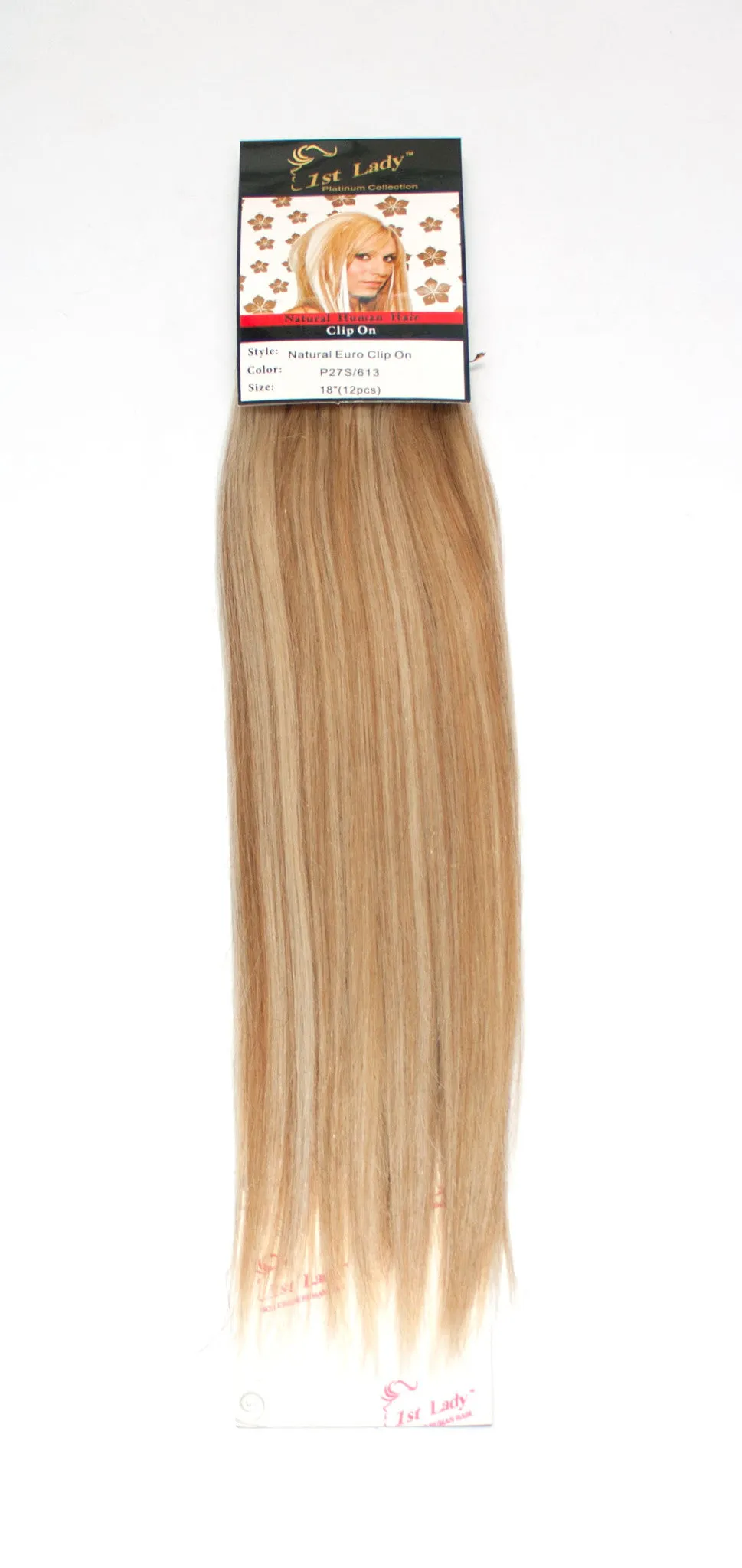 1st Lady Natural Euro Human Hair Blended Clip on Hair Extensions 18" (12Pcs)