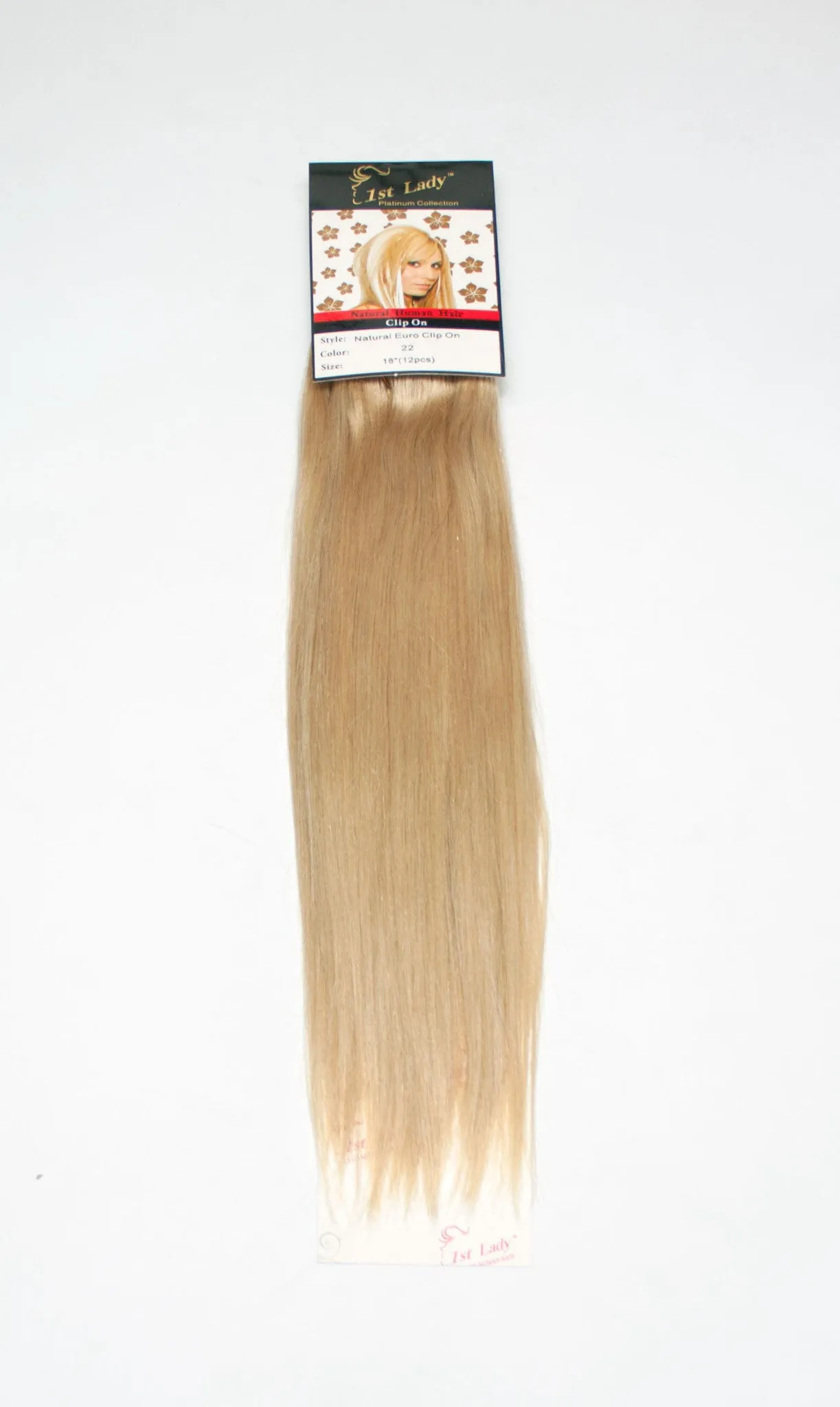 1st Lady Natural Euro Human Hair Blended Clip on Hair Extensions 18" (12Pcs)