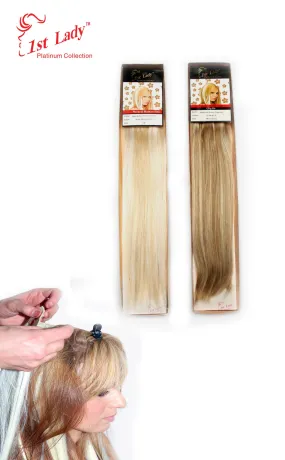 1st Lady Natural Euro Human Hair Blended Clip on Hair Extensions 18" (12Pcs)