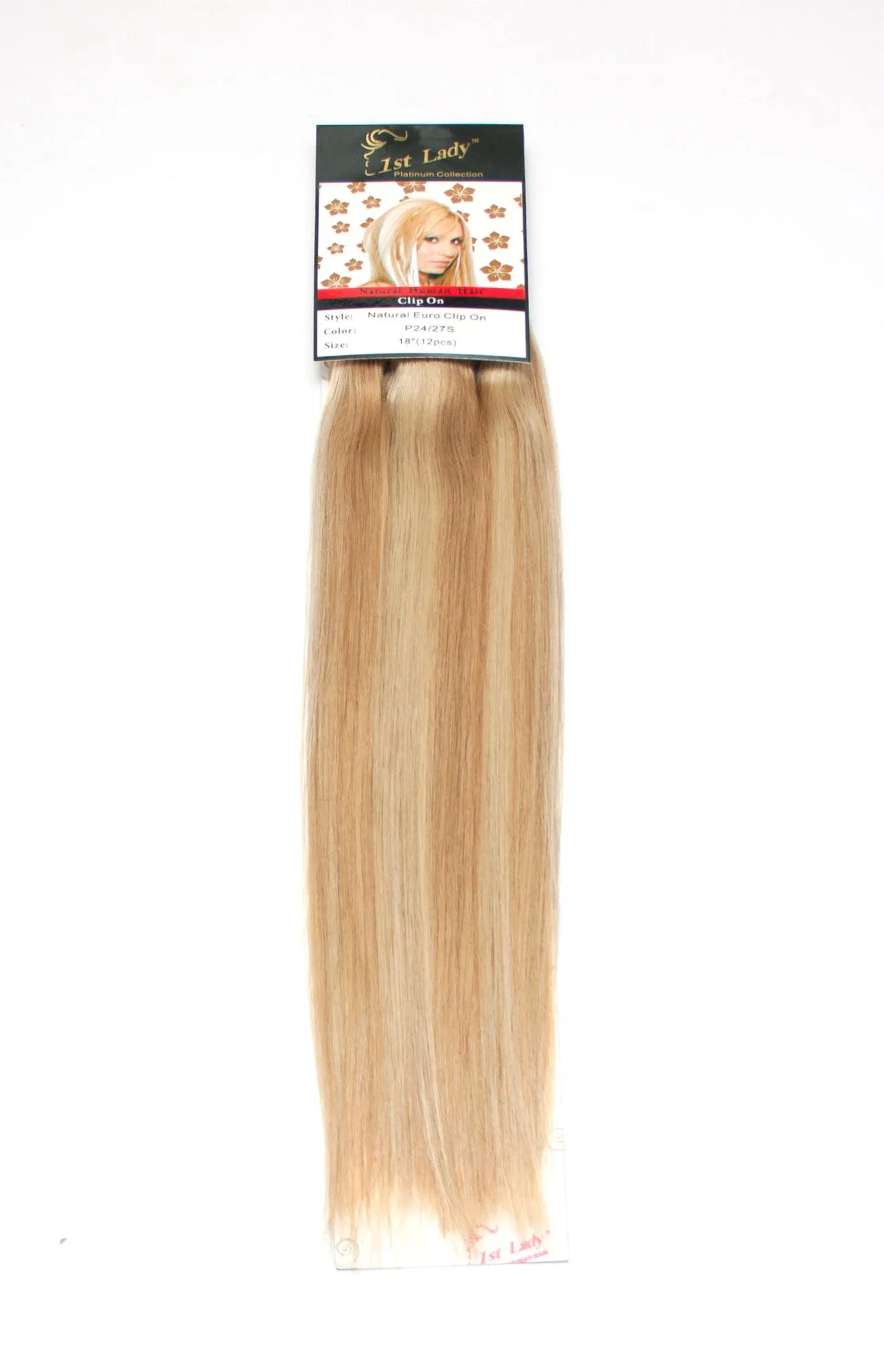 1st Lady Natural Euro Human Hair Blended Clip on Hair Extensions 18" (12Pcs)