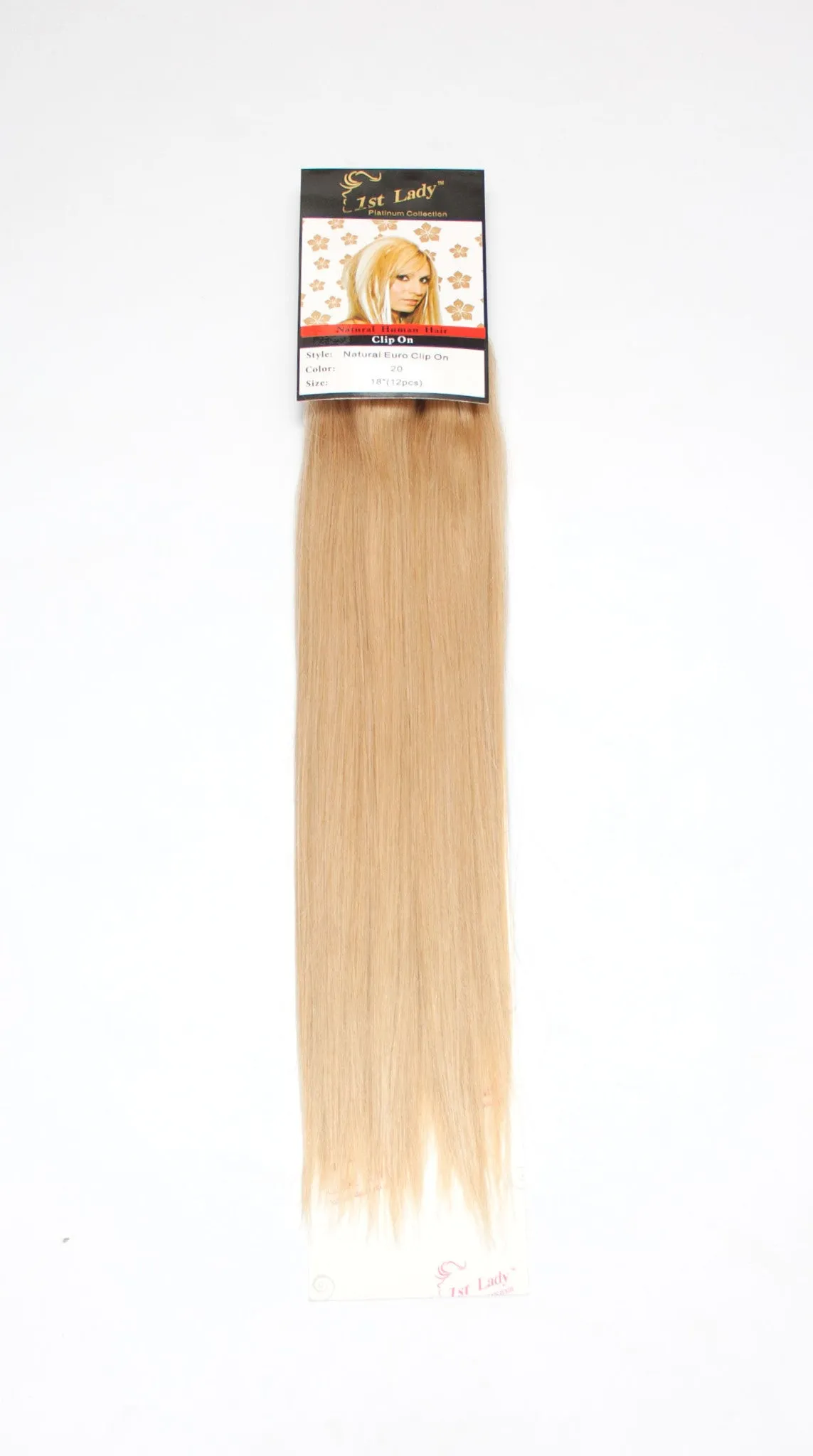 1st Lady Natural Euro Human Hair Blended Clip on Hair Extensions 18" (12Pcs)