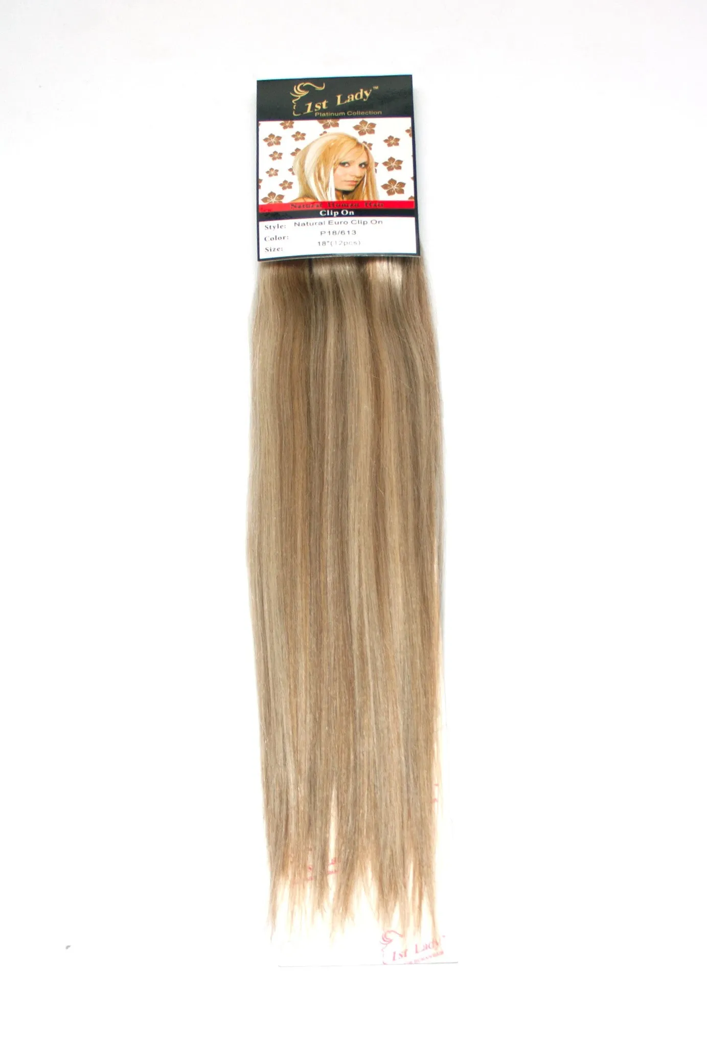 1st Lady Natural Euro Human Hair Blended Clip on Hair Extensions 18" (12Pcs)