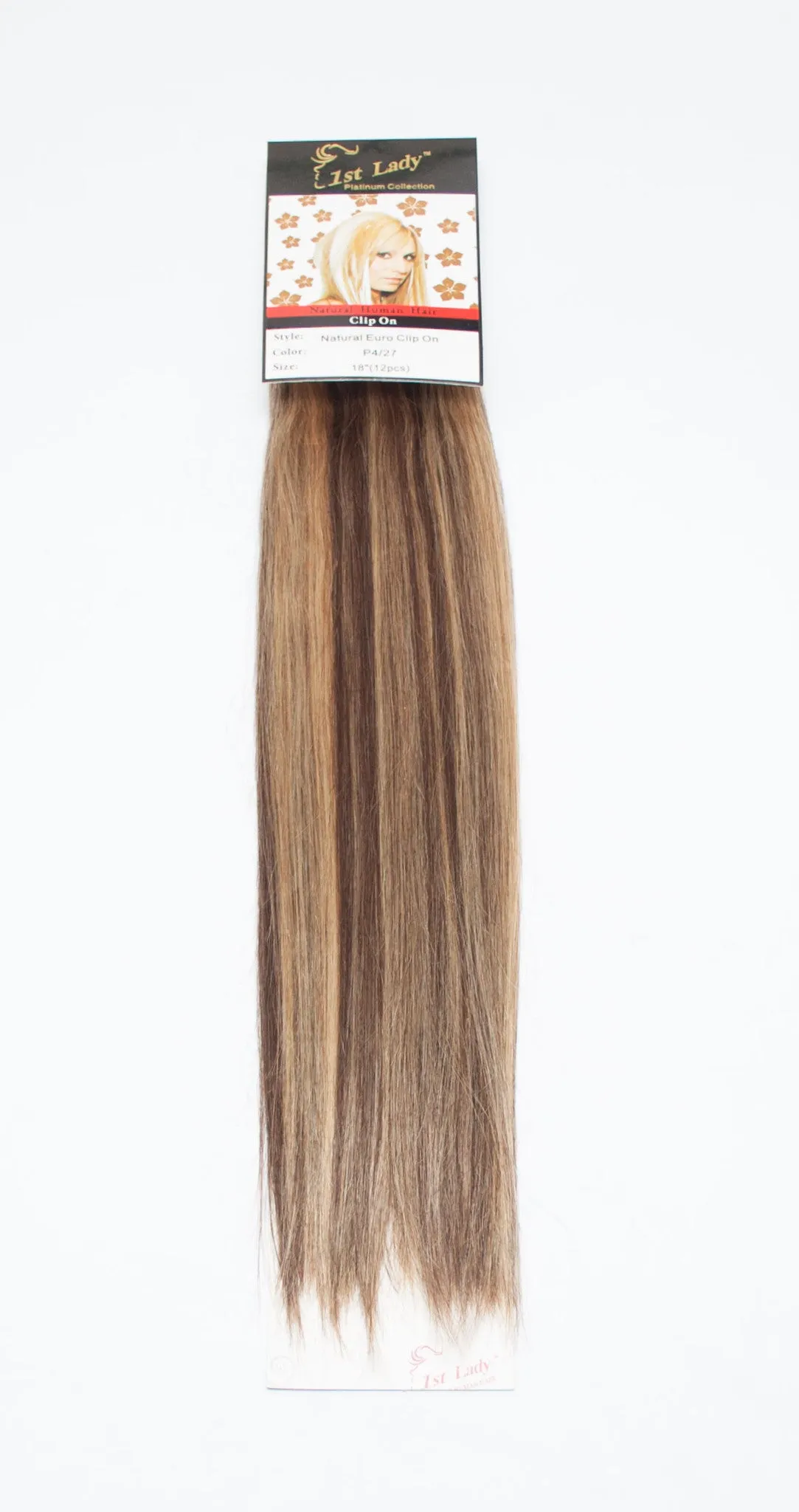 1st Lady Natural Euro Human Hair Blended Clip on Hair Extensions 18" (12Pcs)