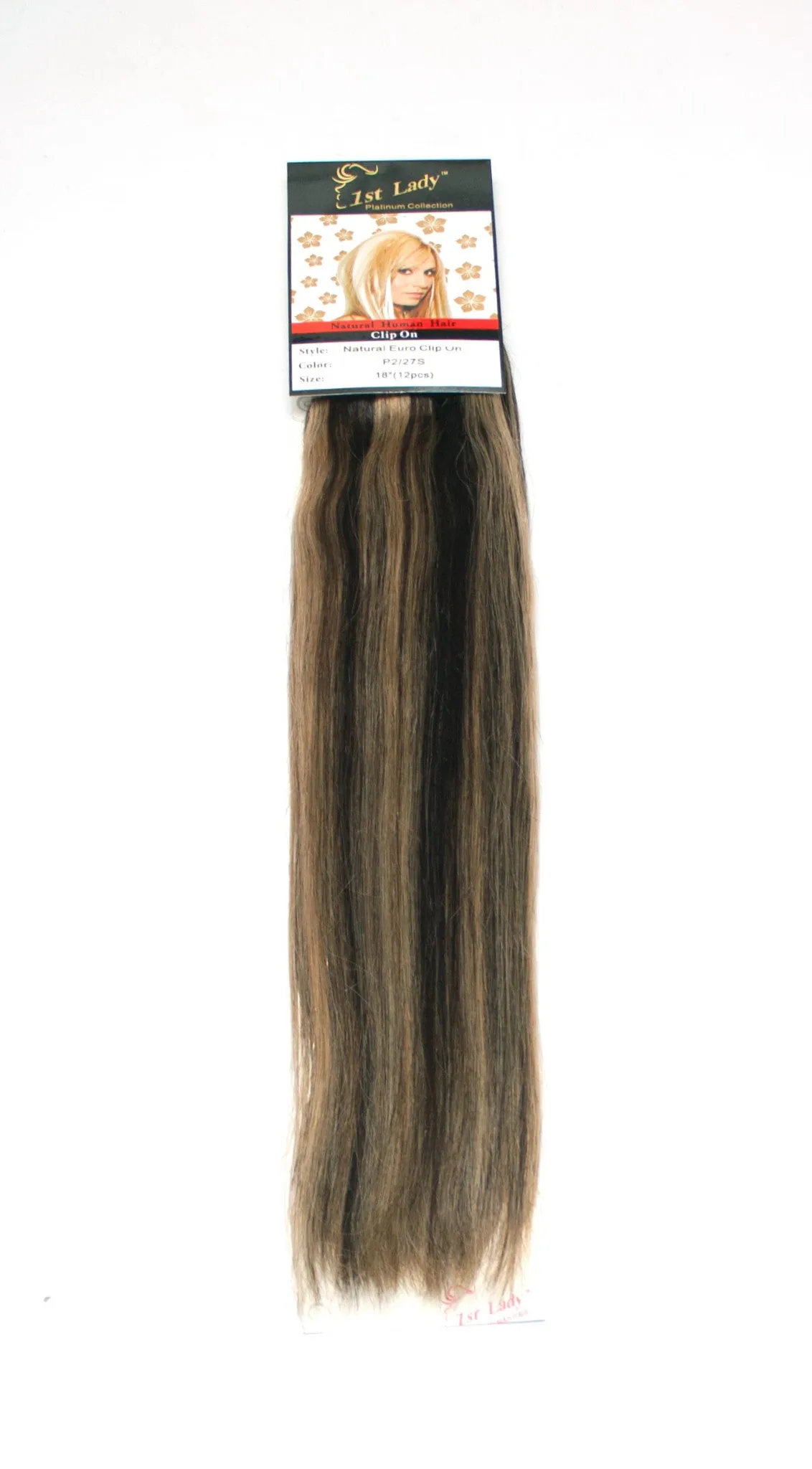 1st Lady Natural Euro Human Hair Blended Clip on Hair Extensions 18" (12Pcs)