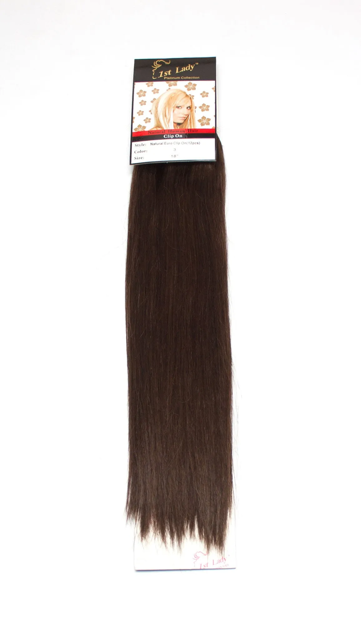 1st Lady Natural Euro Human Hair Blended Clip on Hair Extensions 18" (12Pcs)