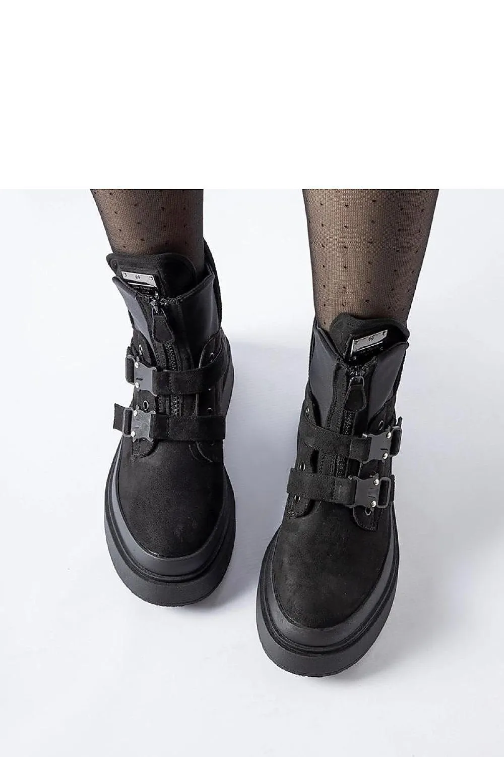 Black platform boots with buckles
