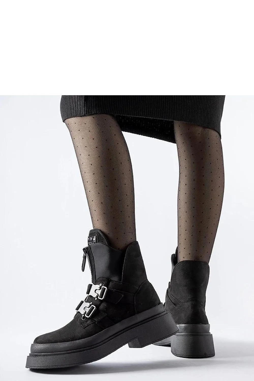 Black platform boots with buckles