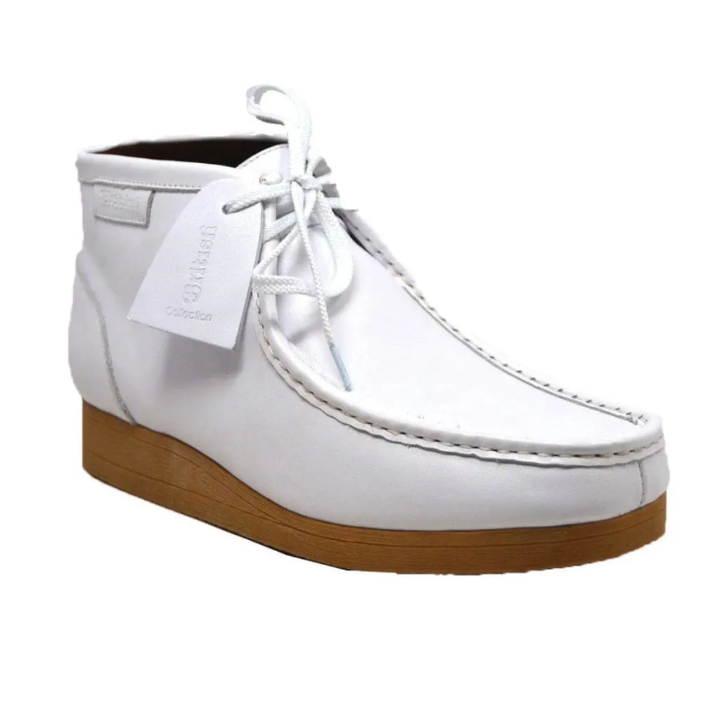 British Walkers New Castle 2 Wallabee Boots Men's White Leather