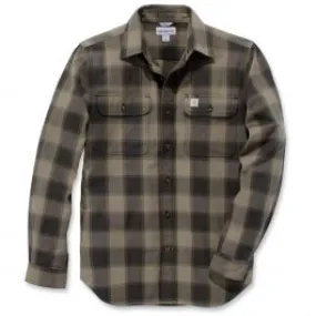 Carhartt&#x20;104144&#x20;Hubbard&#x20;Slim&#x20;Fit&#x20;Flannel&#x20;Shirt&#x20;-&#x20;Burnt&#x20;Olive