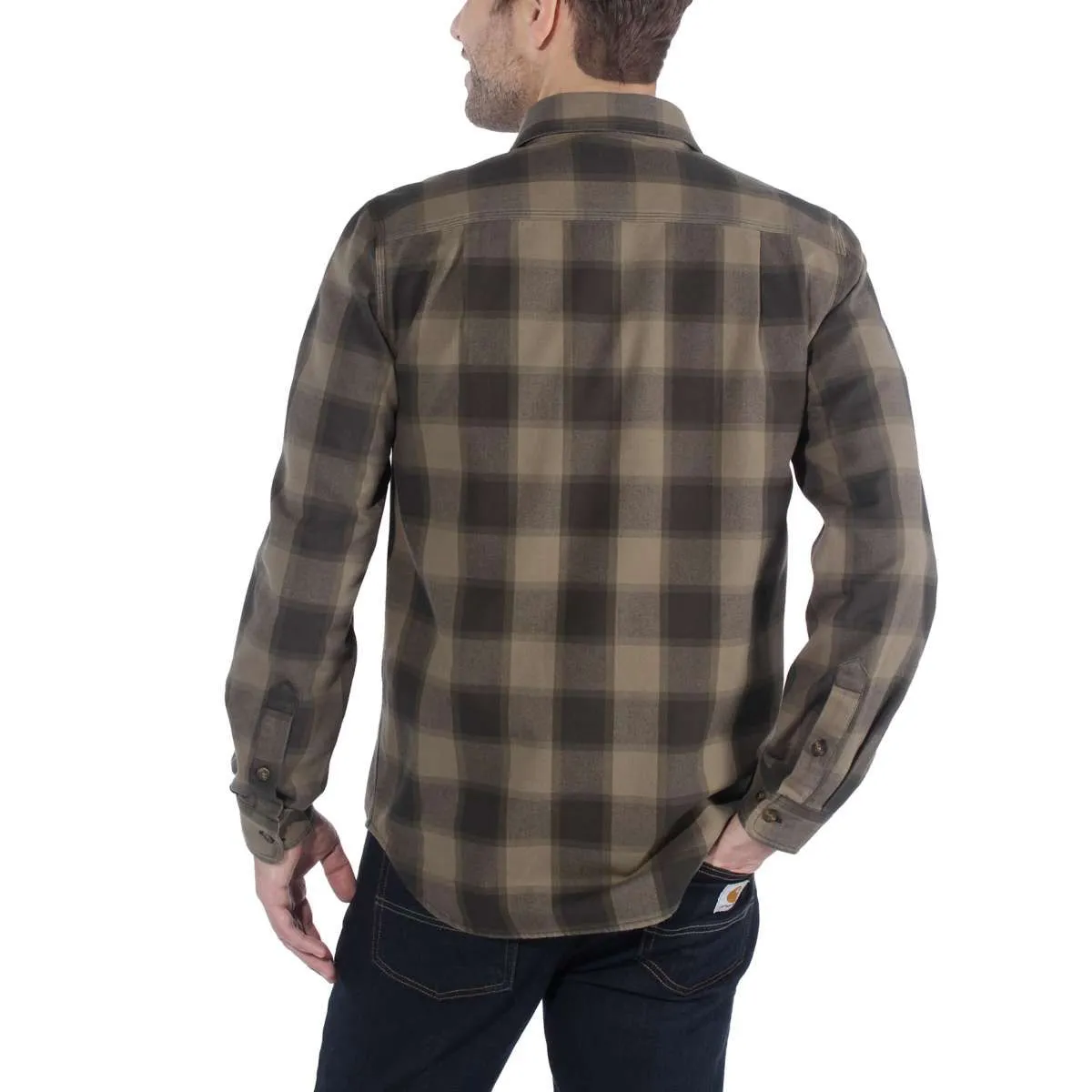 Carhartt&#x20;104144&#x20;Hubbard&#x20;Slim&#x20;Fit&#x20;Flannel&#x20;Shirt&#x20;-&#x20;Burnt&#x20;Olive