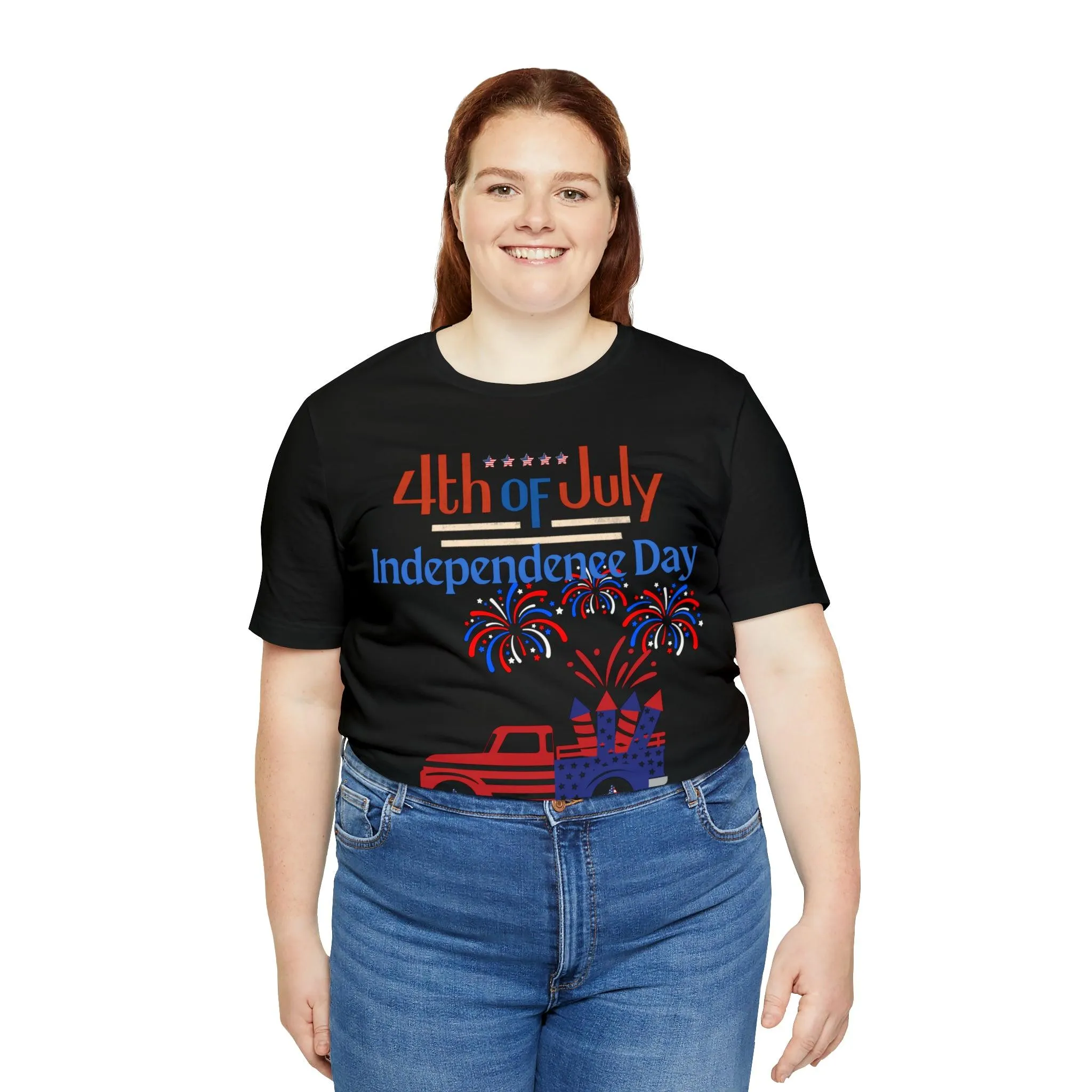 Celebrate Independence with our Patriotic Freedom Shirt! Men and Women's 4th of July Shirt featuring USA Flag, Fireworks, and Joyful Spirit!"