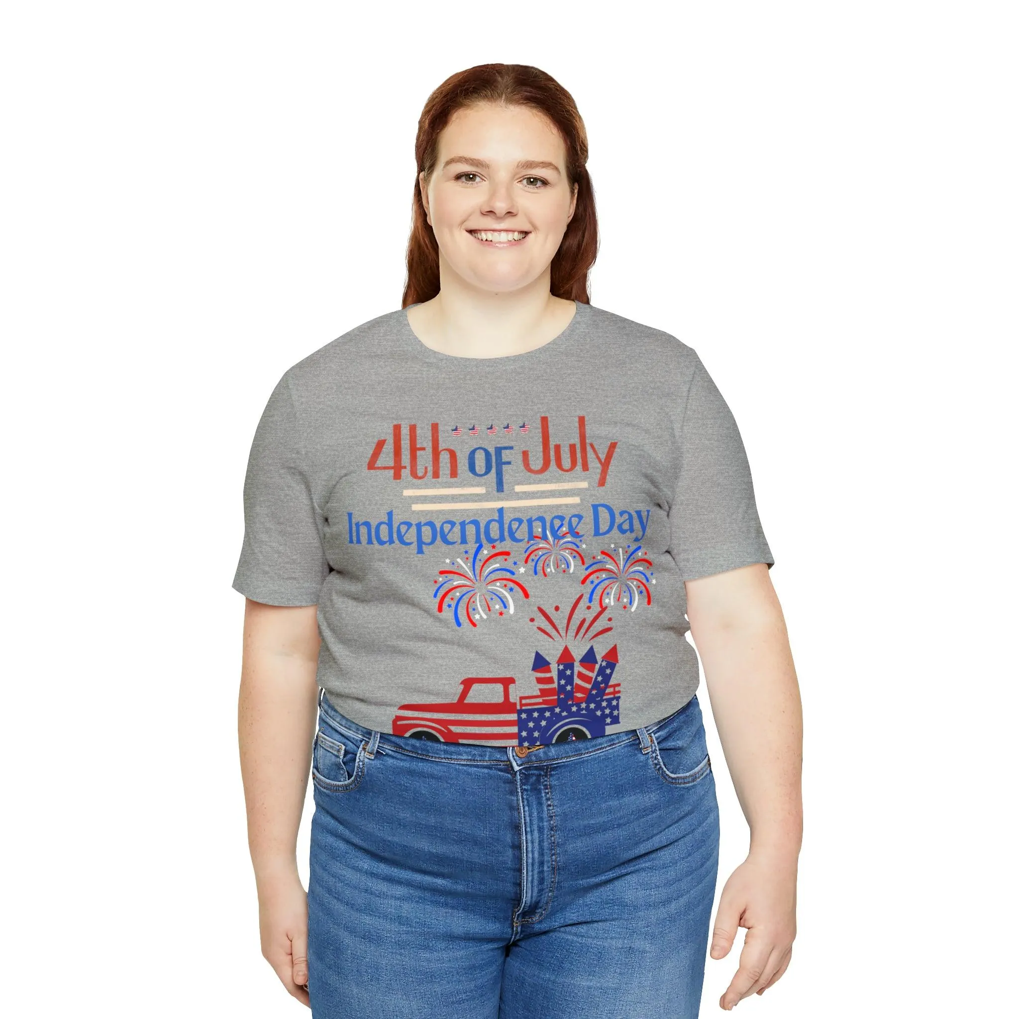 Celebrate Independence with our Patriotic Freedom Shirt! Men and Women's 4th of July Shirt featuring USA Flag, Fireworks, and Joyful Spirit!"