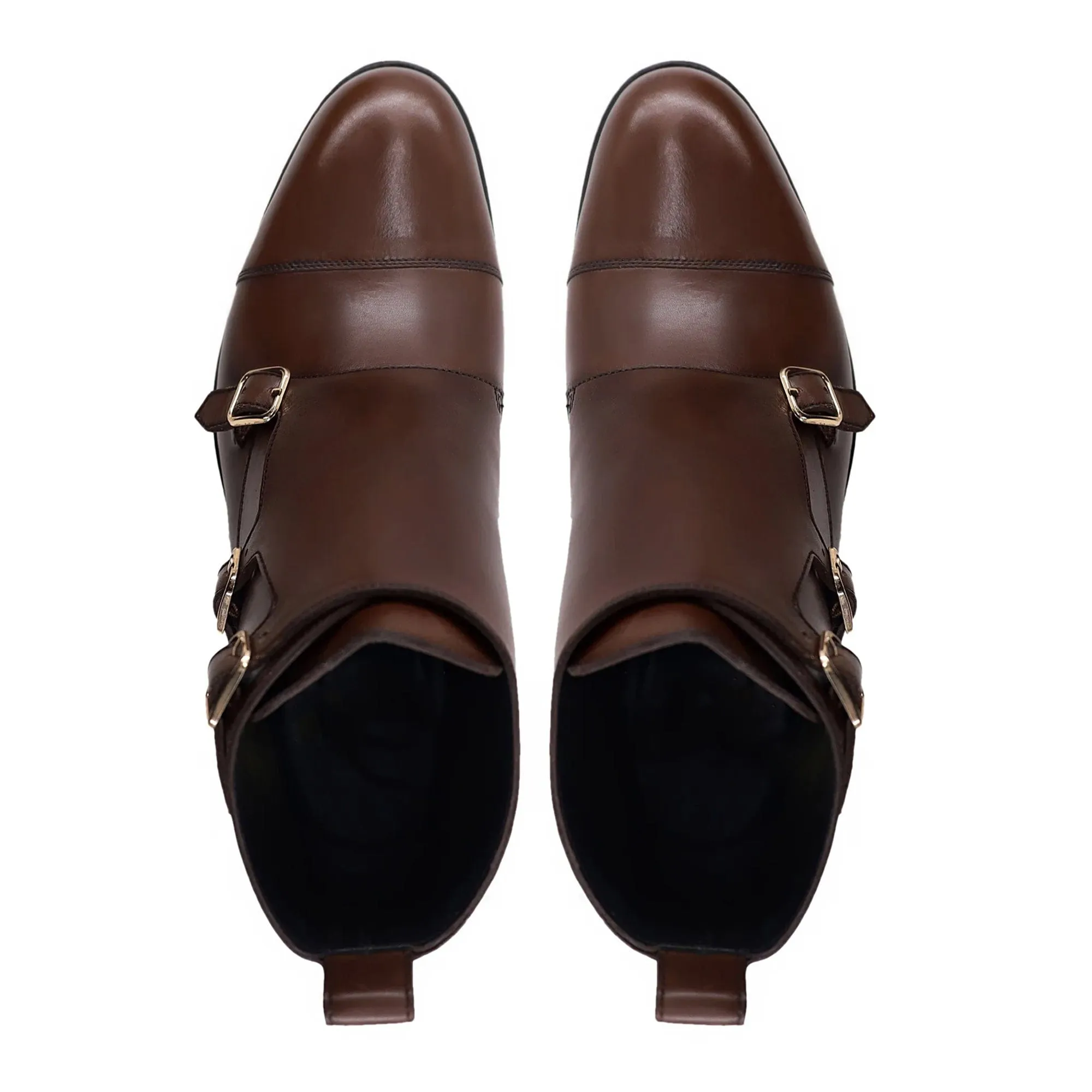 Handmade Custom Calf Leather Triple Monkstrap Boots