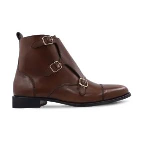 Handmade Custom Calf Leather Triple Monkstrap Boots
