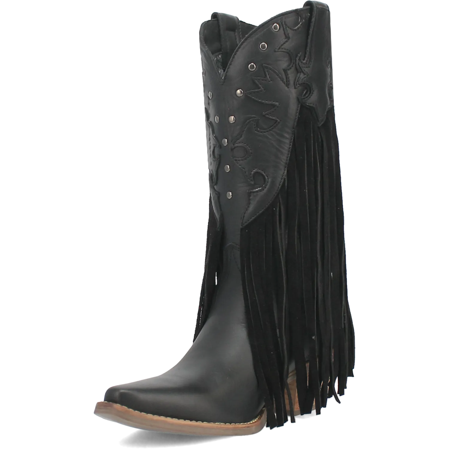 Hoedown Black Leather Fringe Boots (DS)