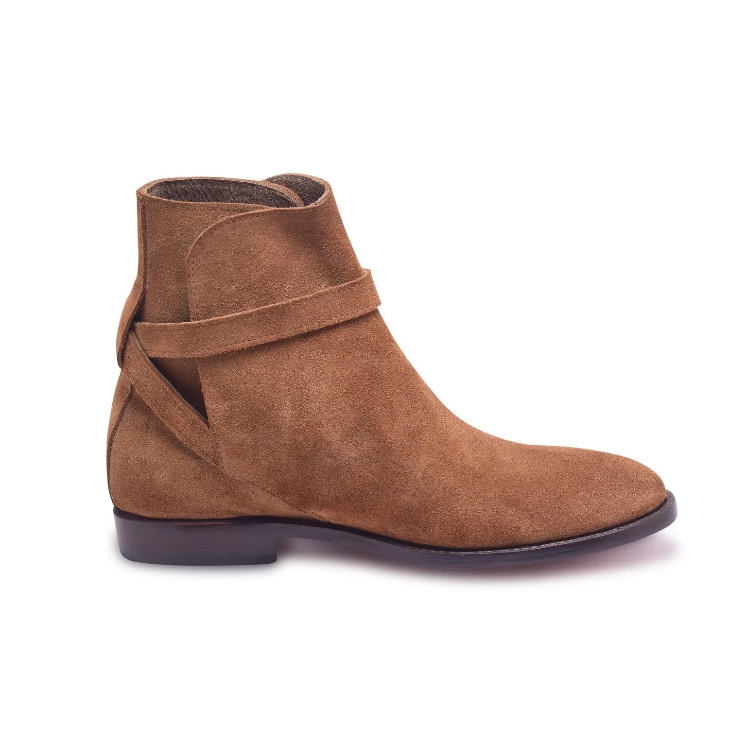 Men Brown Jodhpurs Ankle Handmade Suede Leather Boots