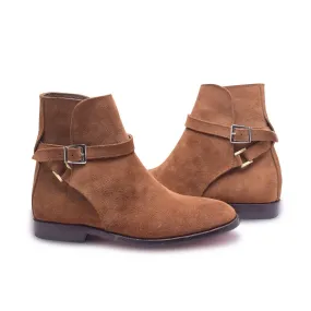Men Brown Jodhpurs Ankle Handmade Suede Leather Boots