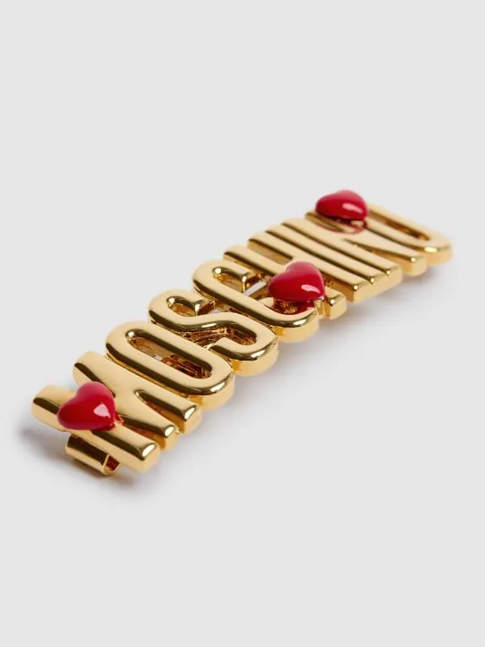 Moschino   Heart logo metal hair clip 