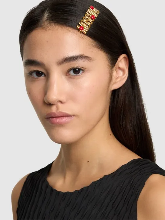 Moschino   Heart logo metal hair clip 