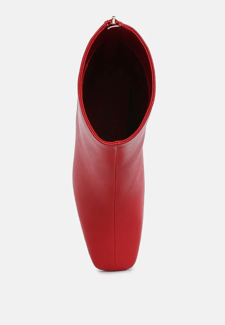Neapolitan Faux Leather Square Toe Ankle Boots