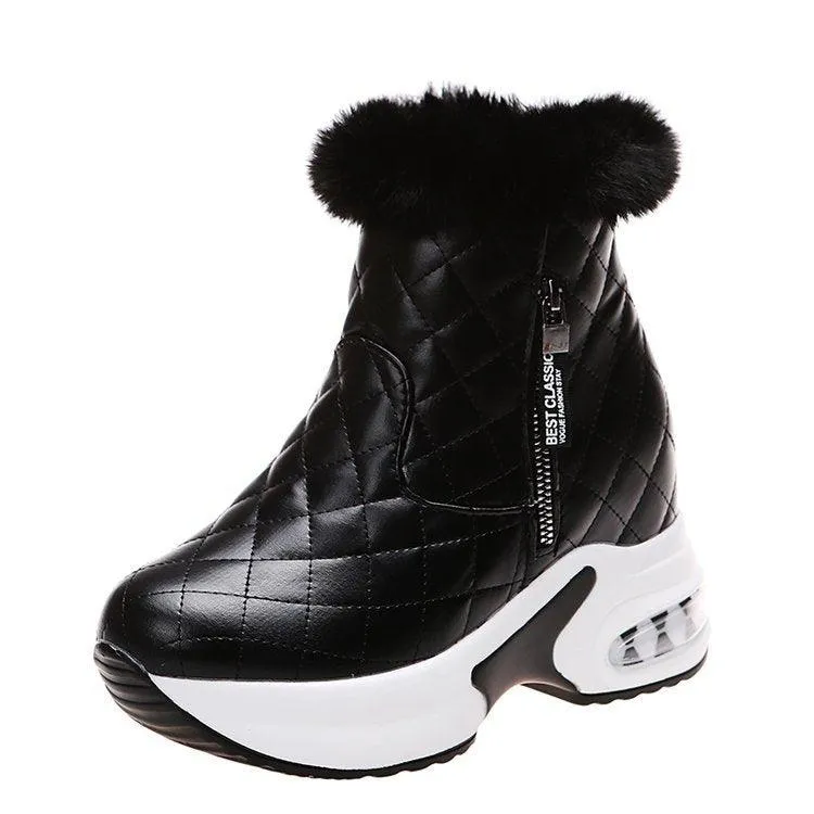 Women's Platform Snow Boots - Plush Short Tube