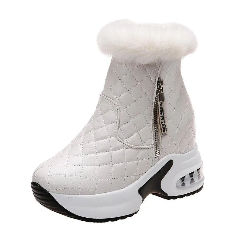 Women's Platform Snow Boots - Plush Short Tube